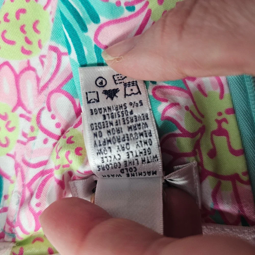 Vintage Lilly Pulitzer Strapless Floral Dress 4 Teal Pink Preppy Coastal Y2K - Picture 9 of 14